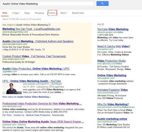 Video link in Google search moved from the "move" drop down"