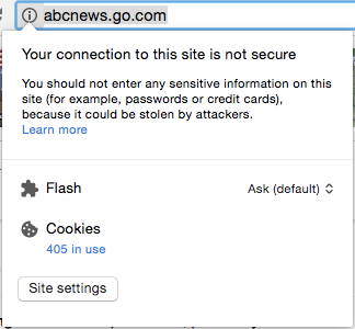 ABC News insecure website screenshot