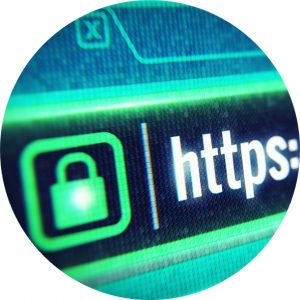 macro lcd screen with https string and padlock icon. secure sockets layer, ssl secure concept.