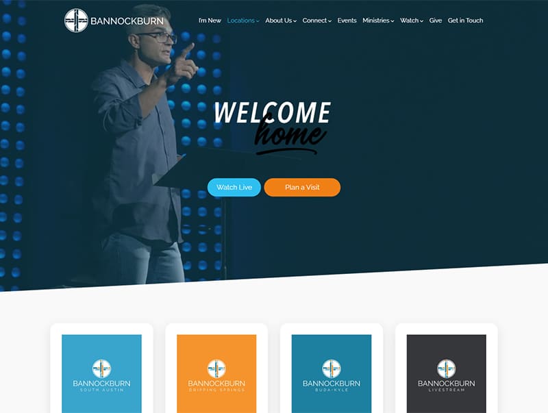 screenshot of the Bannockburn Church website design