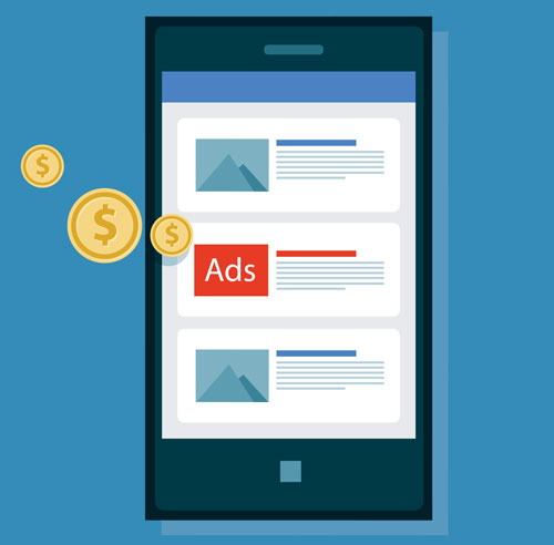 Tablet illustrating Google and Bing ads in search results.