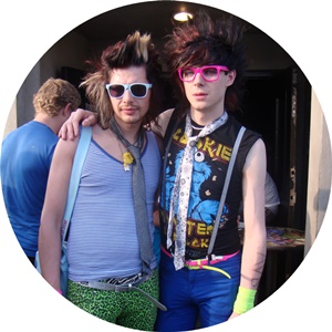 Two people dressed in the hipster style